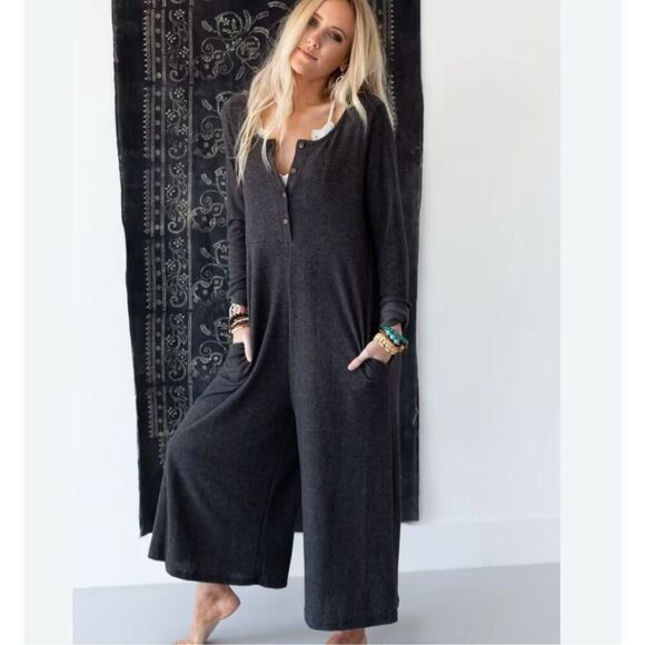 Three Bird Nest Simply Comfort Jumpsuit Blue Women’s Large Long Sleeve - Picture 9 of 9